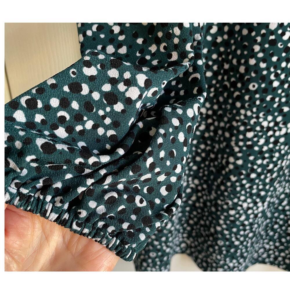 Adrianna Papell Blouse Sz 3X Polka Dots Green Black White 3/4 Sleeves Career - Picture 5 of 10
